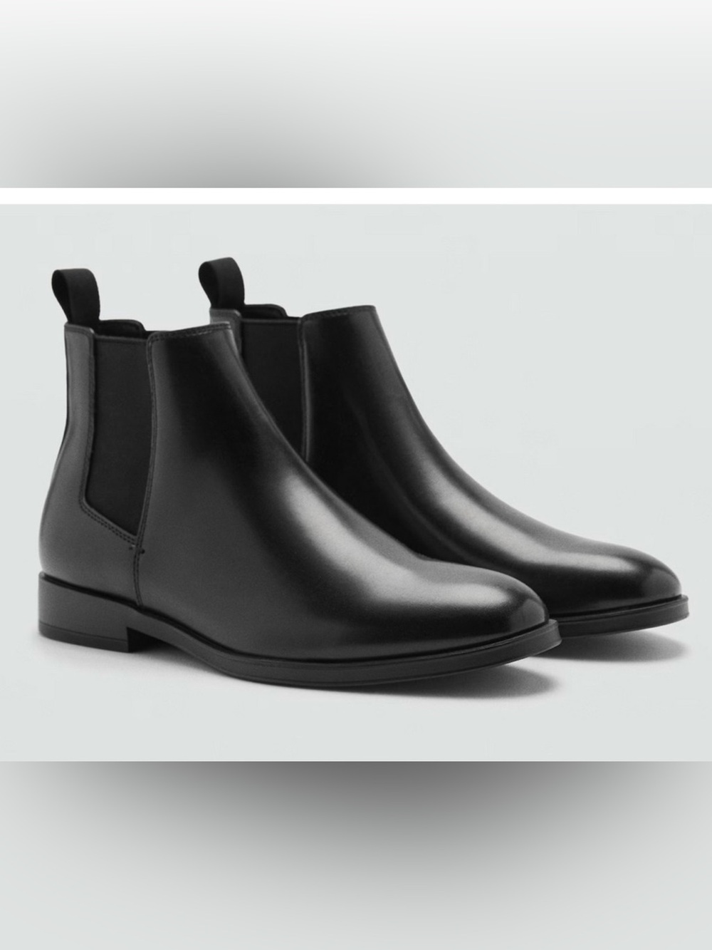 NEW MANGO MNG MEN'S BLACK FAUX LEATHER CHELSEA ANKLE BOOTS SZ 39 US 7